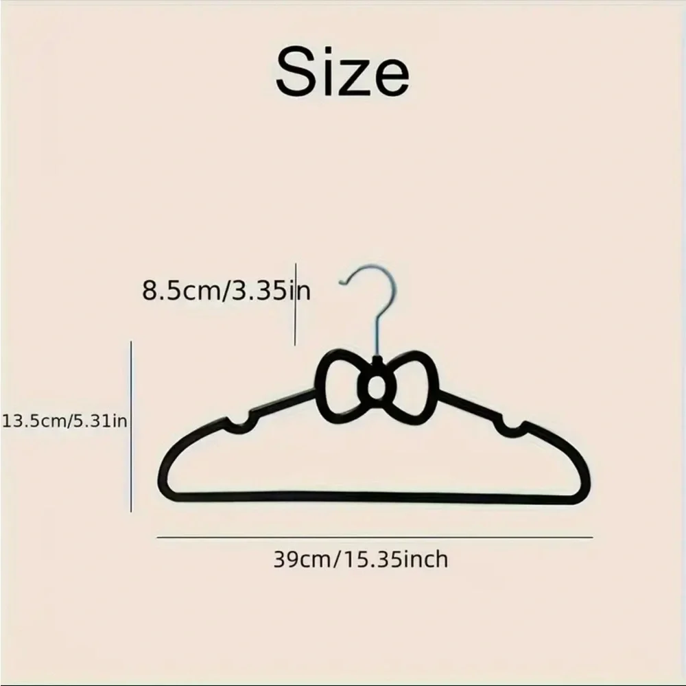 Black Bow Ultra Slim 10pcs Non Slip Hangers - 16